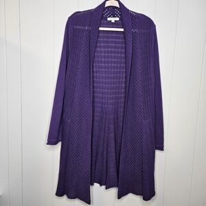 Studio Works Petite Size PM Purple Cardigan Sweater